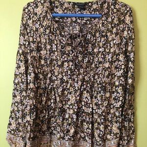 Lucky Brand corset tie front blouse